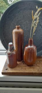 3 oude vintage gres kruiken # fles vazen, Ophalen of Verzenden, Zo goed als nieuw