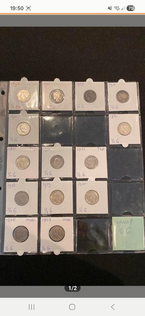 Zilveren halve guldens wilhelmina, Postzegels en Munten, Munten | Nederland, ½ gulden, Koningin Wilhelmina, Zilver, Ophalen of Verzenden