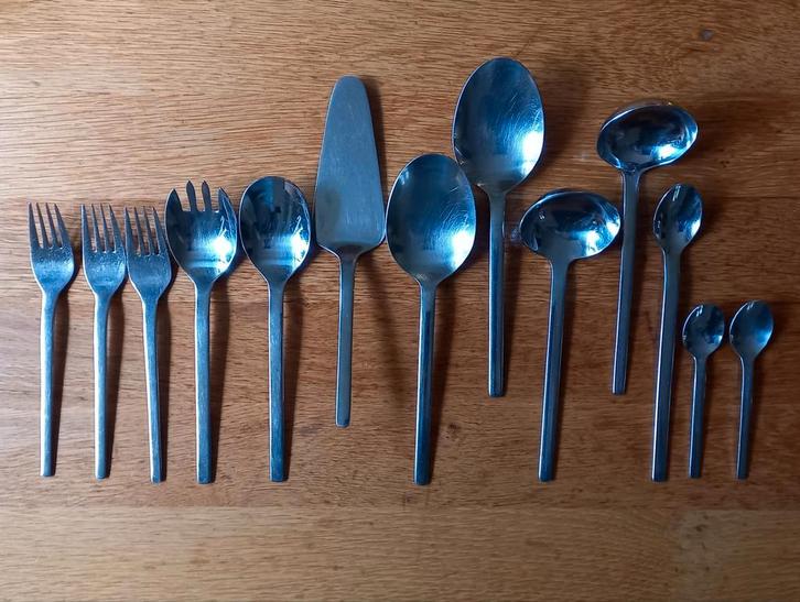 Bestekdelen "Trendy" destijds te koop bij de Hema, Huis en Inrichting, Keuken | Bestek, Gebruikt, Rvs of Chroom, Ophalen of Verzenden