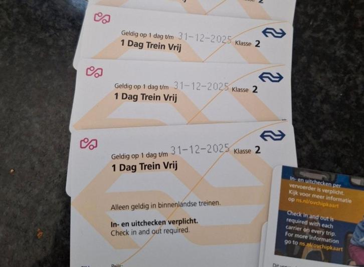 Treinkaartjes NS Dagkaart - 1 dag onbeperkt Vrij reizen, Tickets en Kaartjes, Trein, Bus en Vliegtuig, Eén persoon, Algemeen kaartje