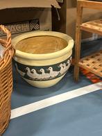 Mooie, grote bloempot met ganzen, Ophalen of Verzenden, Zo goed als nieuw, Rond, Steen