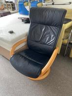Relax Fauteuil Leer en Hout, Ophalen of Verzenden, Gebruikt, Hout, 75 tot 100 cm