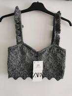 ZARA cropped tricot top mt. S, Nieuw, Grijs, Zonder mouw, ZARA