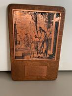 Houten wandplank koperen gravurenplaat Apotheker Jan Luyken, Antiek en Kunst, Antiek | Koper en Brons, Ophalen of Verzenden, Koper