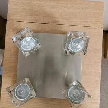 Plafondlamp rvs glas 4 spots  beschikbaar voor biedingen