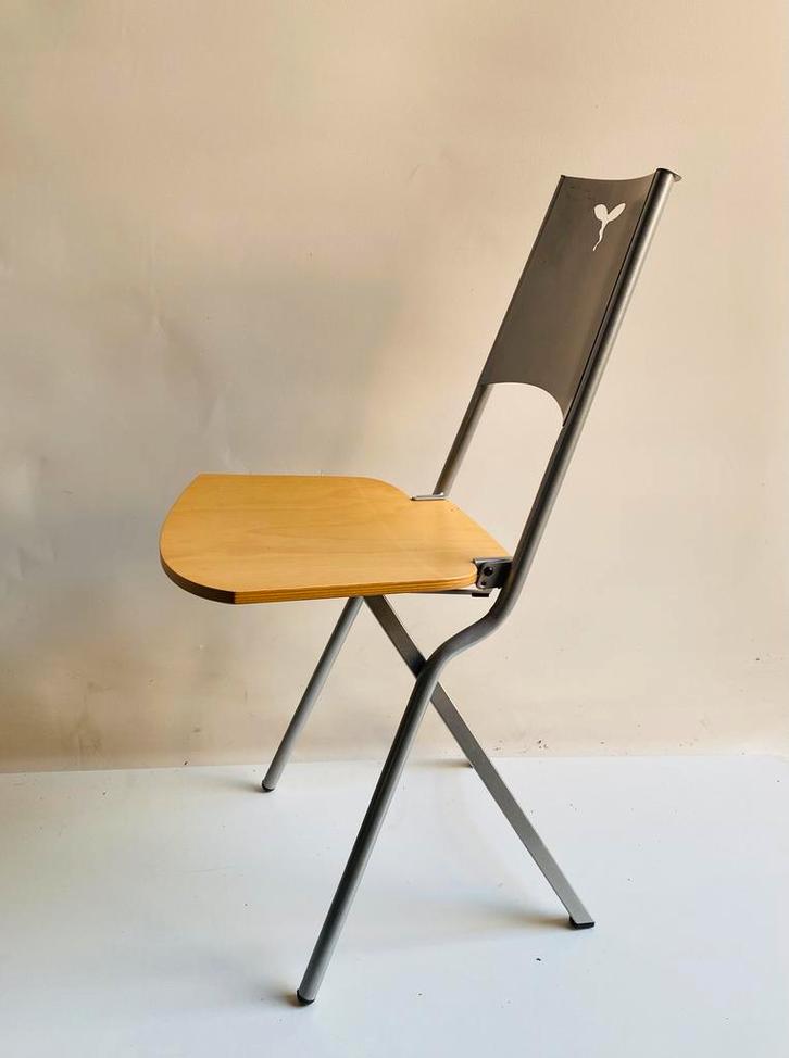 Mia klap-stoel van Catelan Italy , 3 in voorraad, Huis en Inrichting, Stoelen, Gebruikt, Drie, Hout, Metaal, Grijs, Ophalen of Verzenden