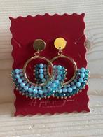 Nieuw! Statement oorbellen / goudkleurig-licht blauw, Met kristal, Overige materialen, Blauw, Nieuw