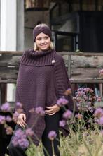 Knit Factory Poncho Aubergine Bruin - One Size, Kleding | Dames, Truien en Vesten, Bruin, Onbekend, Ophalen of Verzenden, Zo goed als nieuw
