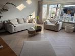 Taupe Teddystof bank, loveseat en poef., Ophalen, Zo goed als nieuw, Stof, Teddy