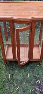Prachtig hoog houten theekastje met glas rondom (brocante), Ophalen, Gebruikt, Glas, Minder dan 150 cm