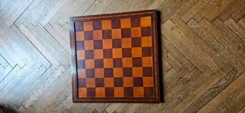 Vintage houten schaakbord met ingelegd hout – handgemaakt, Antiek en Kunst, Antiek | Woonaccessoires, Ophalen of Verzenden