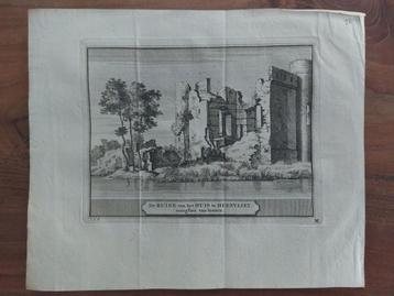 22 / Ruine Huis van Heenvliet - Originele gravure uit 1736 beschikbaar voor biedingen