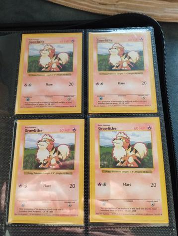 4x Shadowless Growlithe Base set Pokemon kaarten beschikbaar voor biedingen