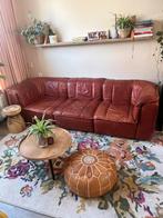 Vintage leren roodbruine bank, Ophalen, Gebruikt, Minder dan 75 cm, Vintage