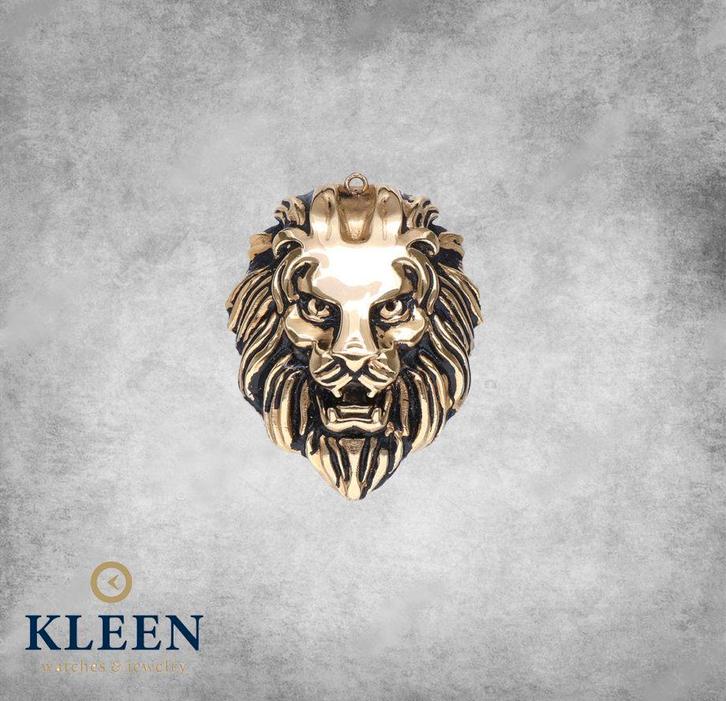 Sierlijke Gouden Leeuwenkop Hanger 18 KRT, Sieraden, Tassen en Uiterlijk, Kettinghangers, Zo goed als nieuw, Goud, Goud, Dier