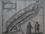 gravure plattegrond IJlst, Friesland Braun en Hogenberg 1592, Antiek en Kunst, Kunst | Etsen en Gravures, Verzenden