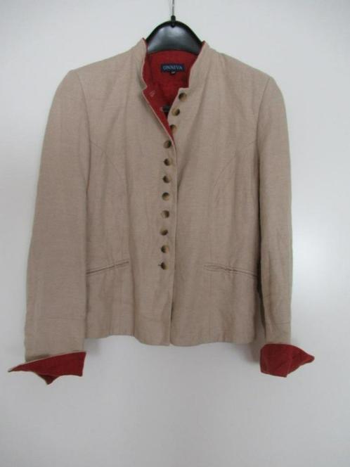 MANTELPAKJE BEIGE Omniva, Kleding | Dames, Jasjes, Kostuums en Pakken, Zo goed als nieuw, Kostuum of Pak, Maat 38/40 (M), Beige