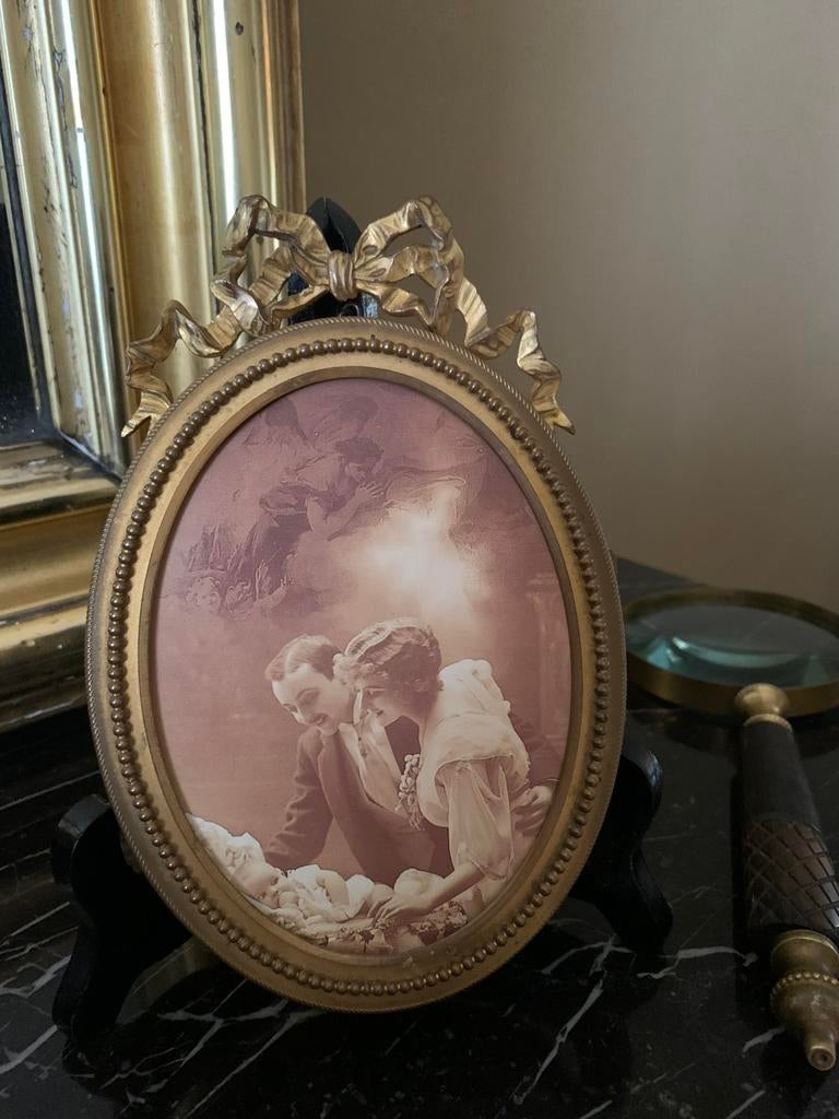 ** bronzen dubbele franse fotolijst**, Ophalen of Verzenden, Zo goed als nieuw