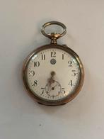 Zilveren zakhorloge met rosegouden buitenkant, Antiek en Kunst, Ophalen of Verzenden, Zilver