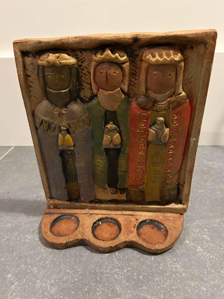 Uniek Keramiek Beeld Drie Koningen met Kaarsenhouders, Antiek en Kunst, Kunst | Beelden en Houtsnijwerken, Ophalen of Verzenden