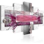 5 Abstract Roze Paars Grijs 5 Luik Canvas Schilderij 200x100, Huis en Inrichting, Woonaccessoires | Schilderijen, Tekeningen en Foto's
