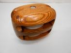 Houten Blok / Katrol, Stropblok, dubbelschijfs, 12 - 14 mm, Ophalen of Verzenden, Zo goed als nieuw, Lijn of Blok
