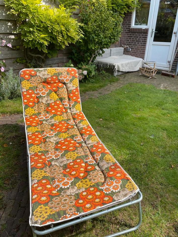 Seventies tuin kampeer ligbed stretcher, Tuin en Terras, Tuinmeubel-accessoires, Gebruikt, Ophalen