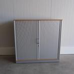 Houten roldeurkast, 120x42x116cm, Beuken/Grijs, RD124, Gebruikt, 100 tot 150 cm, -, 100 tot 150 cm