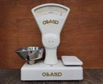 Oude vintage OLLAND emaille weegschaal, Ophalen, Gebruikt, Winkelweegschaal, 10 tot 50 kg