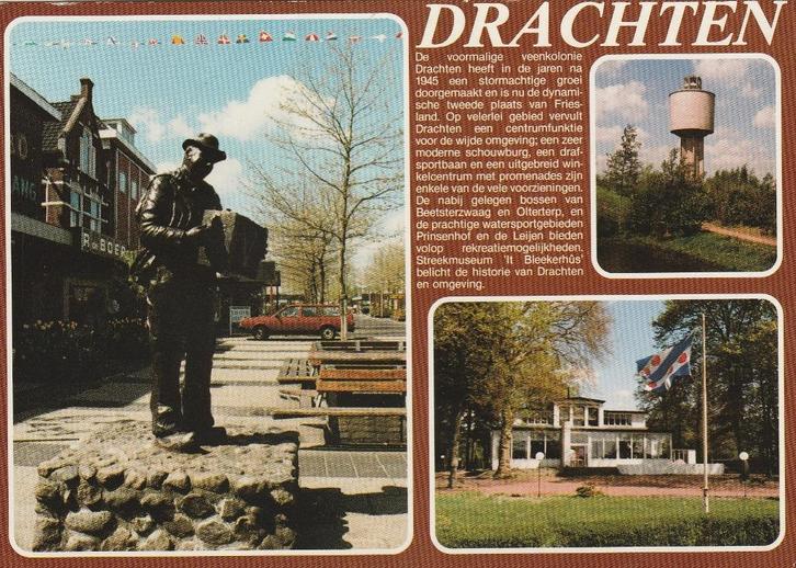 DRACHTEN Standbeeld Watertoren Tekst, Verzamelen, Ansichtkaarten | Nederland, Gelopen, Friesland, 1980 tot heden, Verzenden