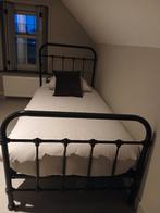 Prachtig brocante stalen 1 persoonsbed, Huis en Inrichting, Slaapkamer | Bedden, Ophalen, 90 cm, Eenpersoons, Zwart