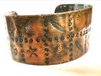 Vintage gehamerde koper/bronzen armband cuff, Sieraden, Tassen en Uiterlijk, Ophalen of Verzenden, Gebruikt, Goud, Overige materialen