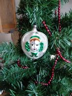 oudere glazen kerstbal relief bal roos en engel, Ophalen of Verzenden, Gebruikt