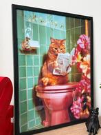 Kat Leest Krant - Ingelijste Poster A3, Minder dan 50 cm, 50 tot 75 cm, Ophalen of Verzenden, Print