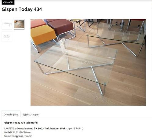 Salontafel Gispen Today 434 120*80cm Outlet, Huis en Inrichting, Tafels | Salontafels, Zo goed als nieuw, Minder dan 50 cm, 50 tot 100 cm