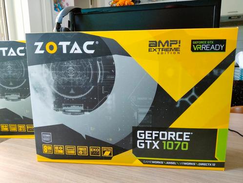 2 X Zotac GeForce GTX 1070 AMP Extreme, Computers en Software, Videokaarten, Zo goed als nieuw, Nvidia, PCI, GDDR5, DVI, Ophalen of Verzenden