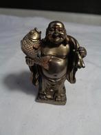 7 cm hoge goudkl budha met vis, Huis en Inrichting, Woonaccessoires | Boeddhabeelden, Ophalen of Verzenden, Zo goed als nieuw