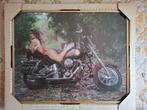 Gaaf schilderij sexy lady op motor, Huis en Inrichting, Ophalen, Hout, Minder dan 50 cm