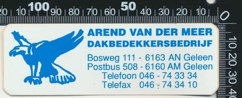 Sticker: Arend van der Meer Dakdekkersbedrijf - Geleen, Verzamelen, Stickers, Zo goed als nieuw, Bedrijf of Vereniging, Verzenden