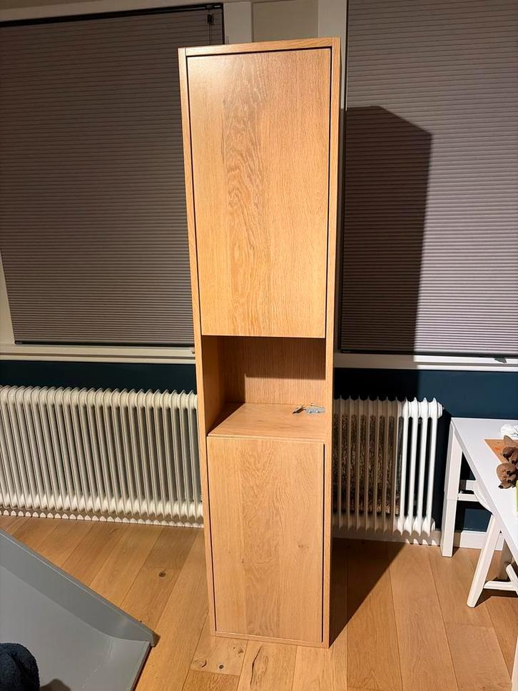 Eiken Badkamermeubel - 40x30x180cm, Huis en Inrichting, Badkamer | Badkamermeubels, Zo goed als nieuw, (Half)hoge kast, 150 tot 200 cm