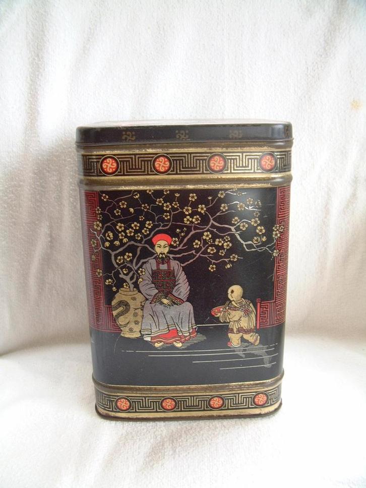 Netjes groot blik Chinees voorstelling oid., Verzamelen, Blikken, Gebruikt, Overige, Ophalen of Verzenden