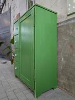Vintage Groene Opberg Kast met Laden | Houten Ladekast, Ophalen of Verzenden, Gebruikt