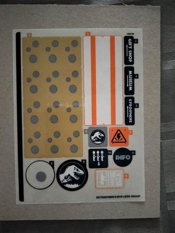 Lego 75937 Jurassic Park !!Stickervel!! beschikbaar voor biedingen