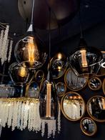 Ovaal en rond plaat met 5 en 8 mix hanglampen smoke glas new, Ophalen of Verzenden, Nieuw, Glas, 75 cm of meer