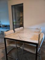 Marmer eettafel wit 180x90, Ophalen, Gebruikt, 50 tot 100 cm, 150 tot 200 cm