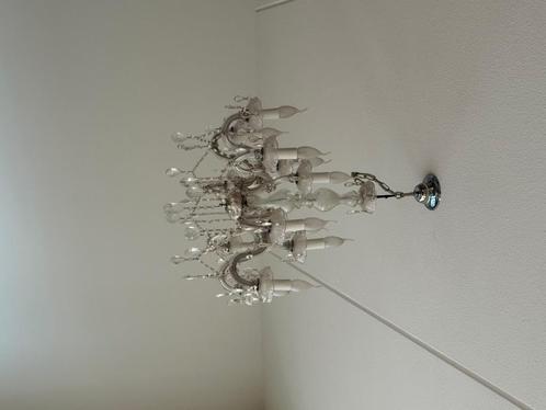 Set van 3 klassieke kroonluchters – 12-armig, glas/kristal-l, Huis en Inrichting, Lampen | Kroonluchters, Gebruikt, Glas, Metaal