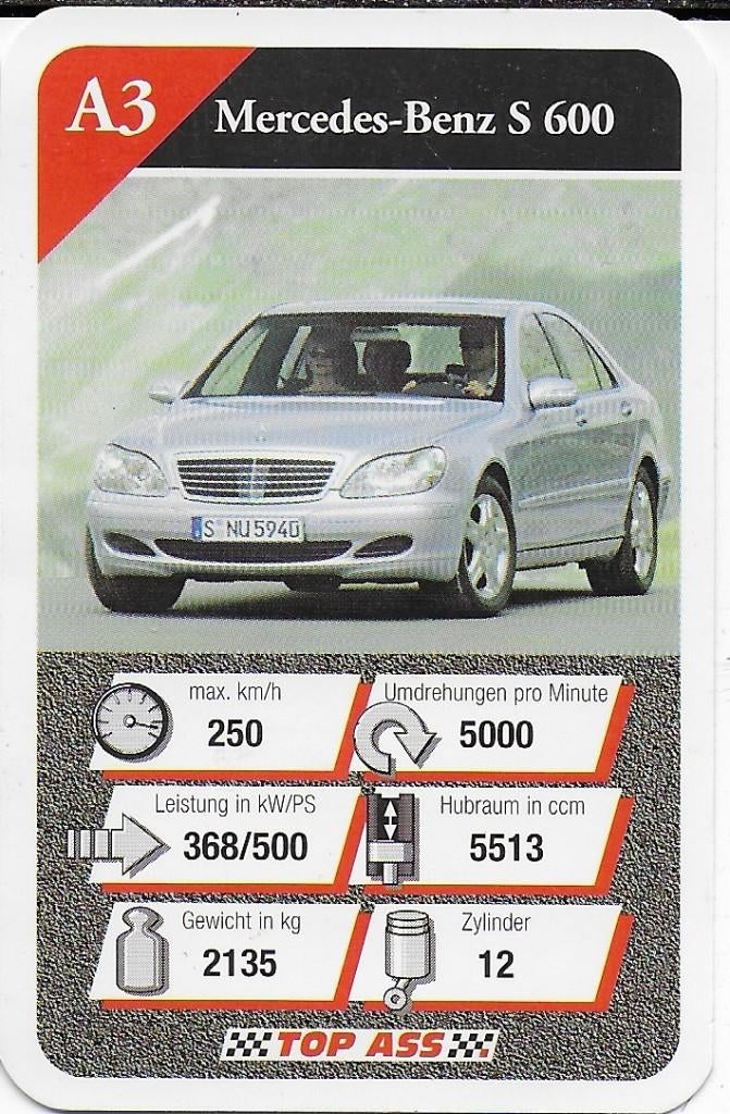 Kw451 autokaartje mercedes benz s 600 ( a3 ), Verzenden, Zo goed als nieuw, Auto's