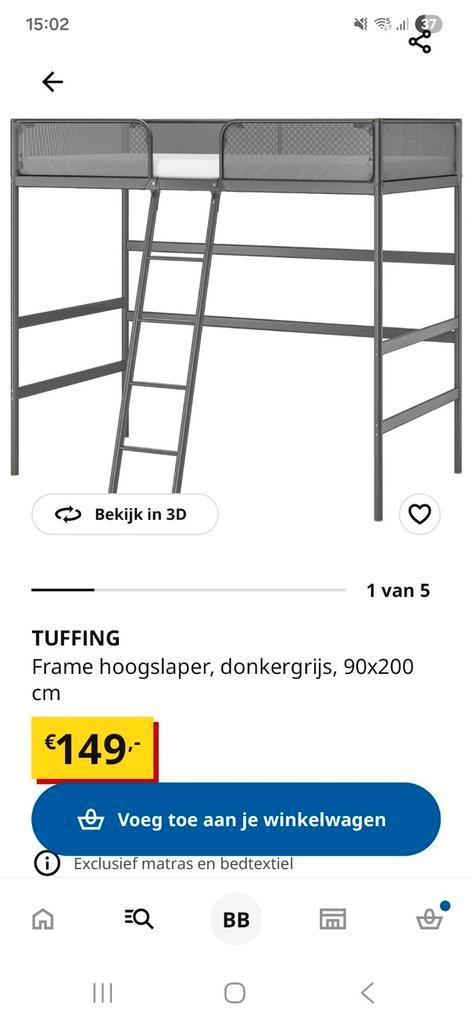 2x Hoogslaper - Ideaal voor kleine ruimtes!, Huis en Inrichting, Slaapkamer | Stapelbedden en Hoogslapers, Gebruikt, Hoogslaper