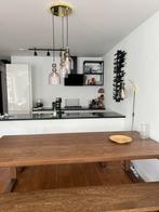 IKEA MÖRBYLÅNGA eettafel met banken – 220 cm – €500, 200 cm of meer, Zo goed als nieuw, Vijf personen of meer, Rechthoekig