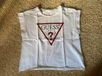 Guess top/ shirt wit met rood glitter logo maat 16(176/xs), Guess, Wit, Ophalen of Verzenden, Zo goed als nieuw